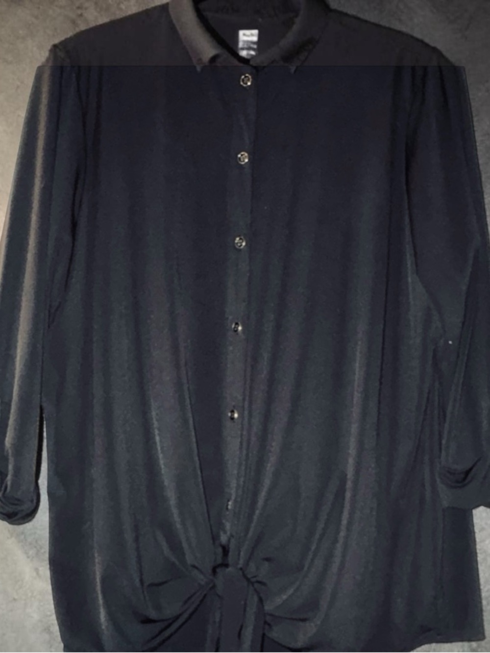 Nygard Black Women's tie WaistBlouse - Picture 2 of 8